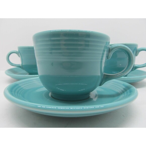 Homer Laughlin Fiesta Green Set Of 3 Cups And 3 Saucers - Picture 3 of 6